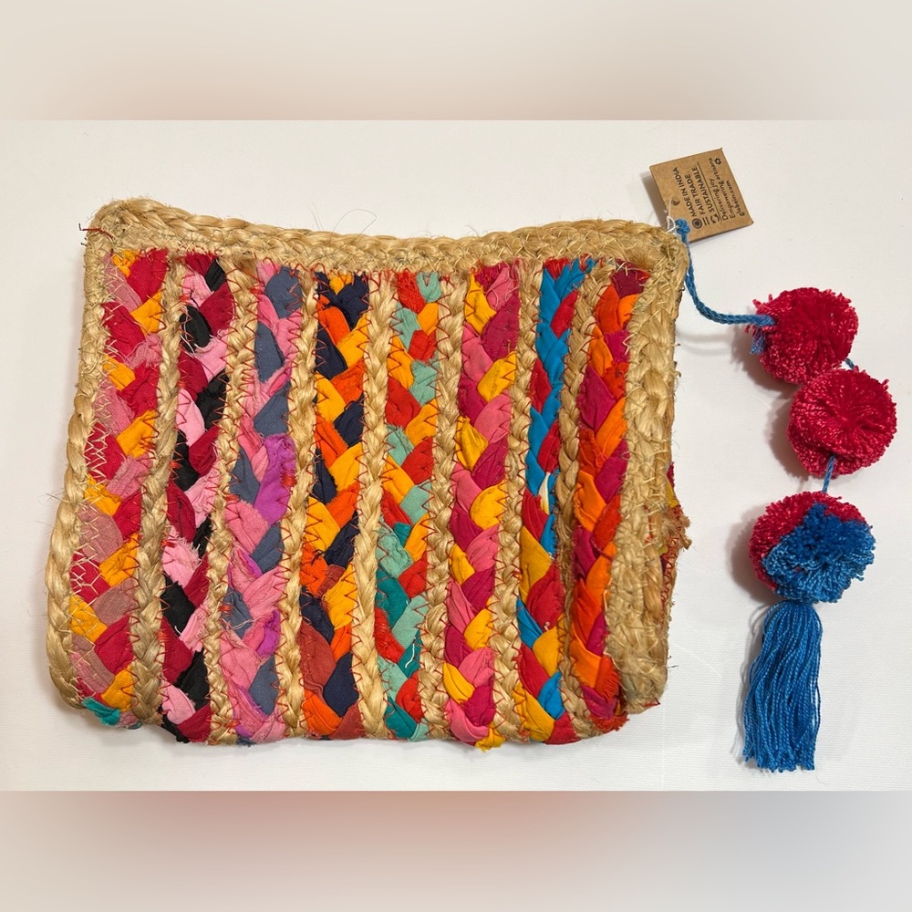 Colorful Woven Clutch with Tassels